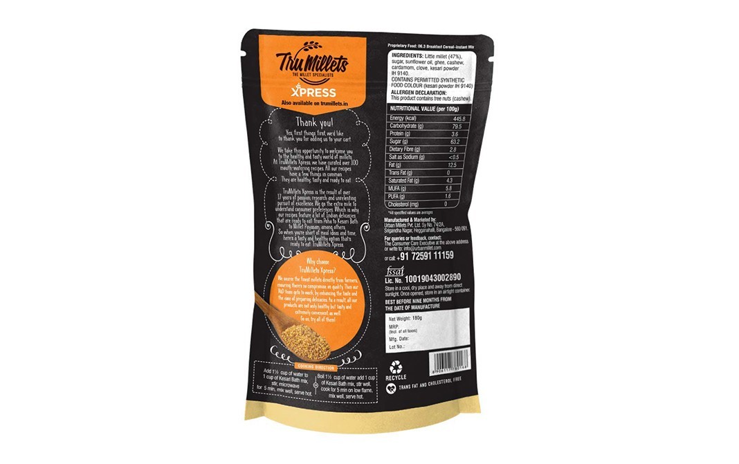TruMillets Millet Kesari Bath    Pack  180 grams